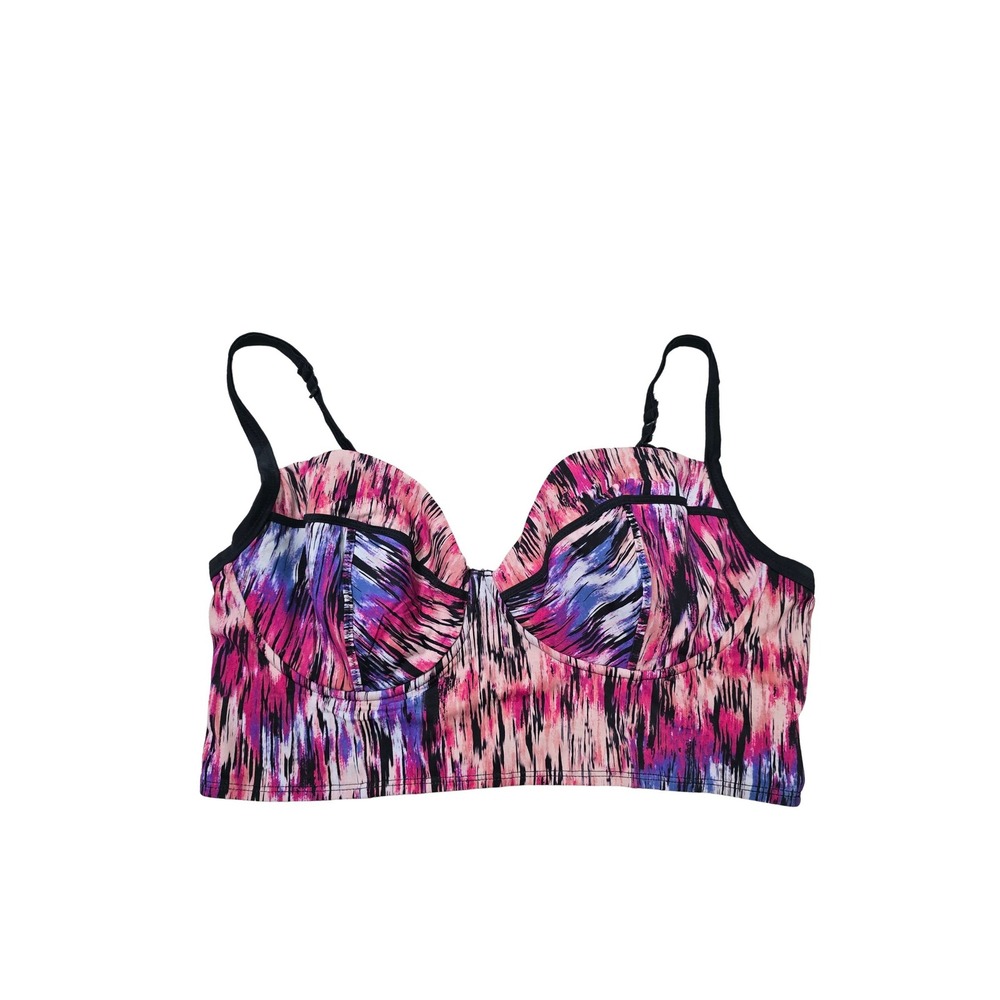 Torrid Multicolor Y2K Bikini Crop Goth Beach Resort‎ Vacation Swimsuit Top 1X